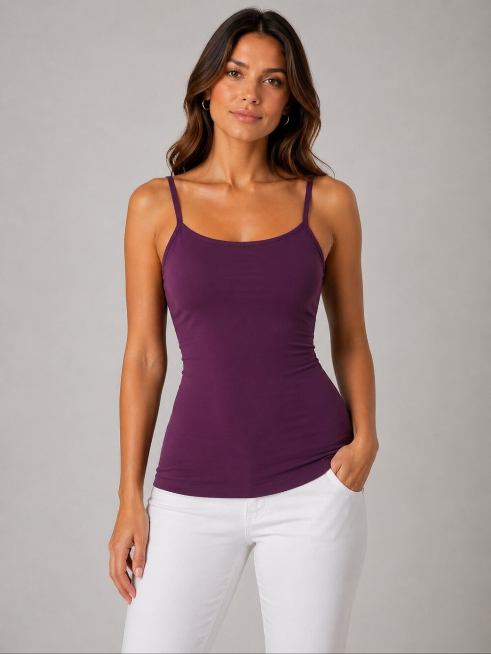 Coobie Plum Slim Adjustable Spaghetti-Strap Cami. New